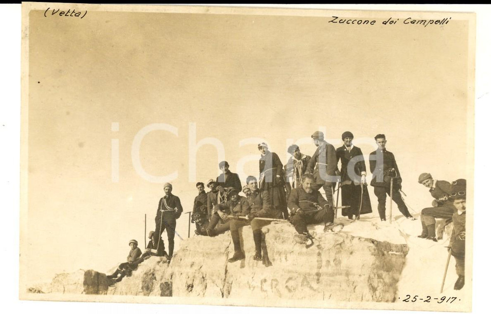 Fotografia d epoca originale 1917 ZUCCONE CAMPELLI Escursioni in vetta Fotografia VINTAGE 14x10 cm 1