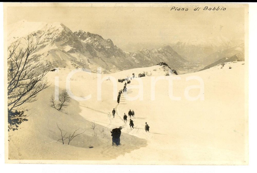 Fotografia d epoca originale 1917 PIANI DI BOBBIO Escursionisti verso la vetta Fotografia VINTAGE 14x10 cm 1