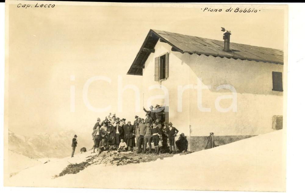 Fotografia d epoca originale 1917 PIANI DI BOBBIO Escursionisti alla Capanna Lecco Foto VINTAGE 14x10 cm 1