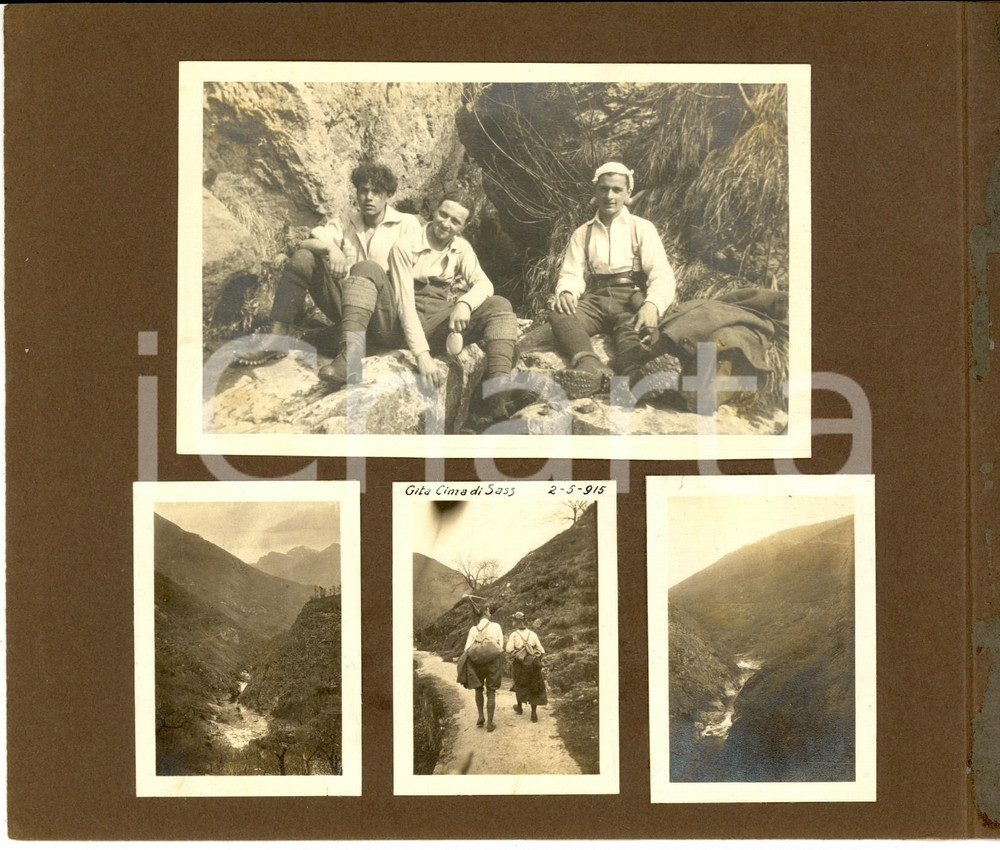 Fotografia d epoca originale 1915 CIMA DI SAS Giovani escursionisti in gita Lotto 4 foto VINTAGE 1