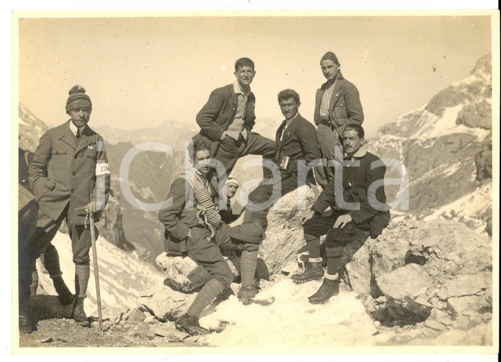 Fotografia d epoca originale 1922 MARMOLADA / DOLOMITI Ritratto di un gruppo di escursionisti Foto VINTAGE 1