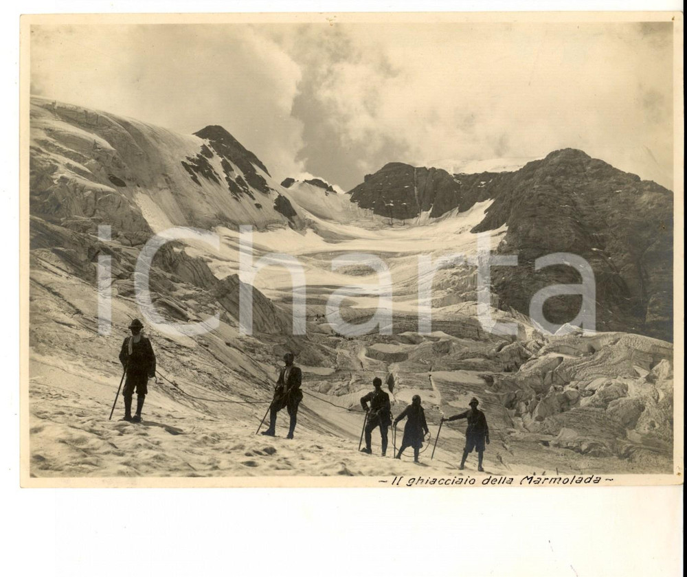 1922 GHIACCIAIO DELLA MARMOLADA Alpinisti in cordata *Foto VINTAGE 18x12 cm