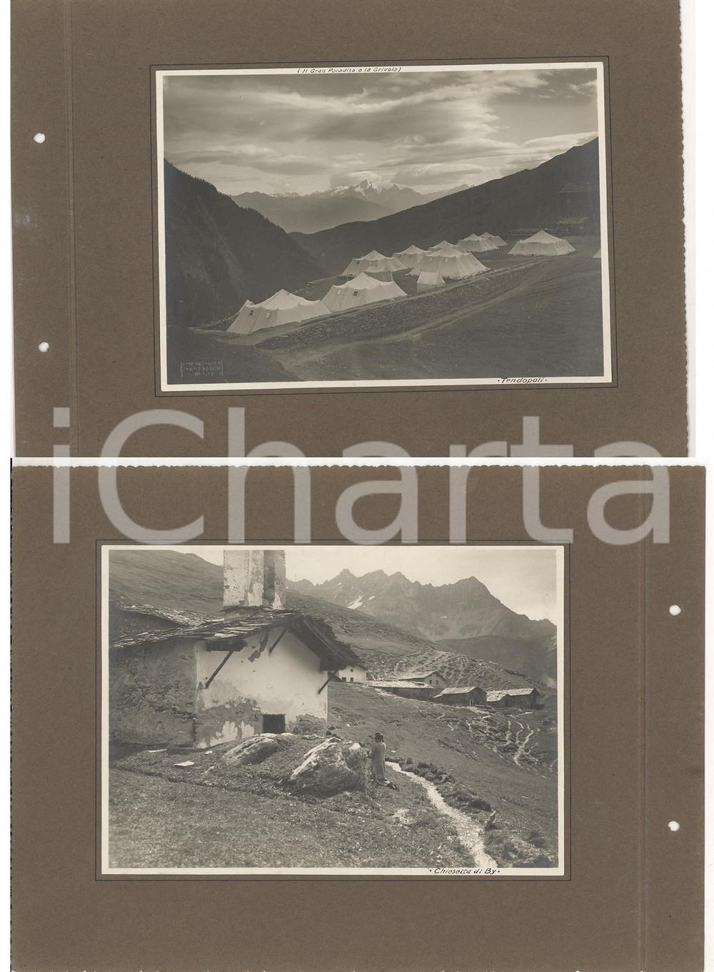 Fotografia d epoca originale 1922 VALLE D AOSTA  CONCA DI BY Tendopoli e chiesetta Lotto 2 foto VINTAGE 1