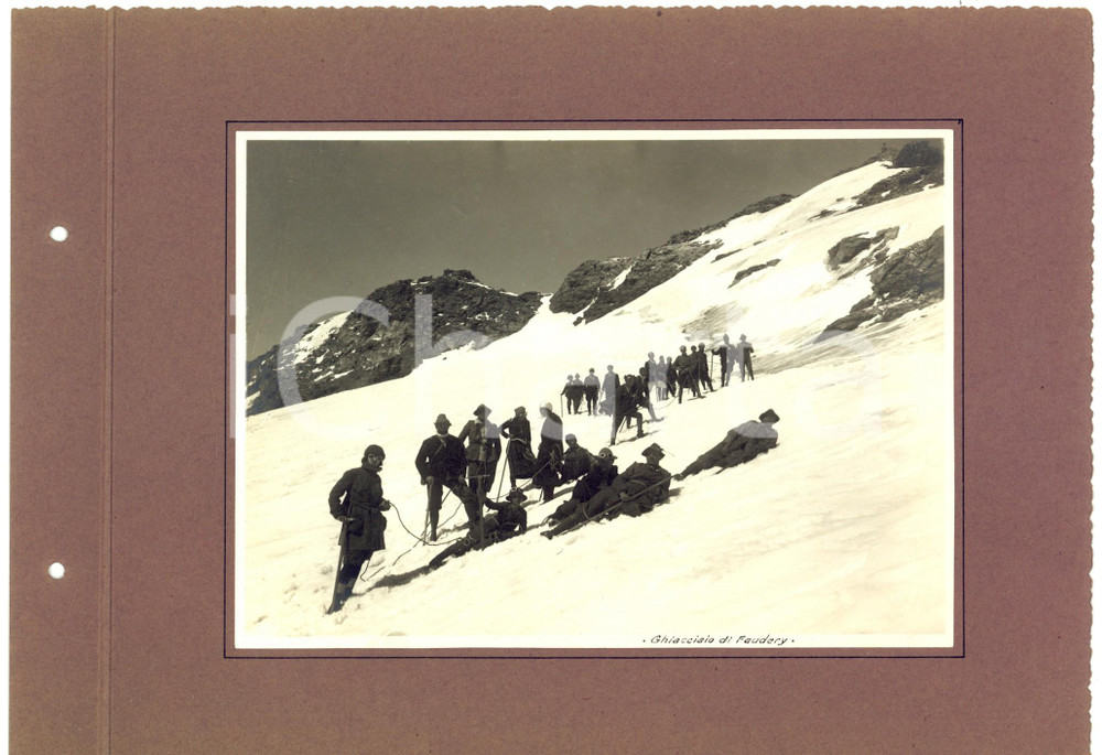 Fotografia d epoca originale 1923 VALLE D AOSTA Alpinisti al ghiacciaio di FAUDERY Foto VINTAGE RARA 1