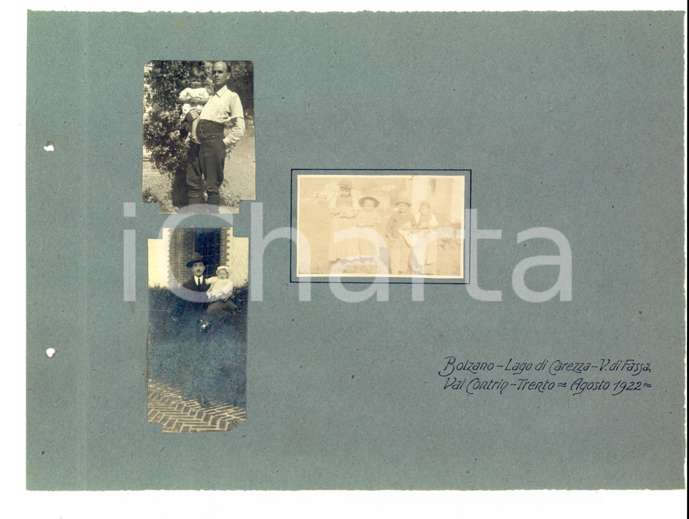 Fotografia d epoca originale 1922 TRENTINO Ritratti di famiglia con bambini Collage 3 foto VINTAGE 1