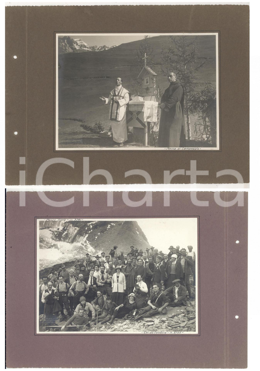 Fotografia d epoca originale 1922 VALLE D AOSTA  MONTE AVRIL  Messa al campeggio  Escursionisti 2 foto 1