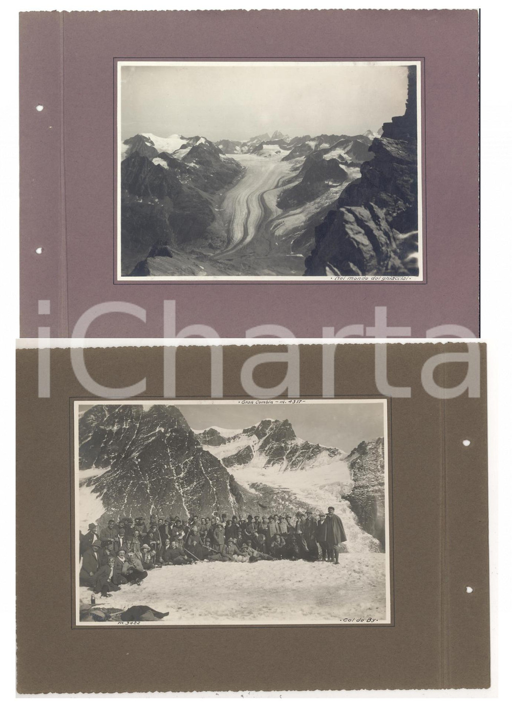 Fotografia d epoca originale 1922 VALLE D AOSTA  COLLE DI BY Alpinisti tra i ghiacciai Lotto 2 foto VINTAGE 1