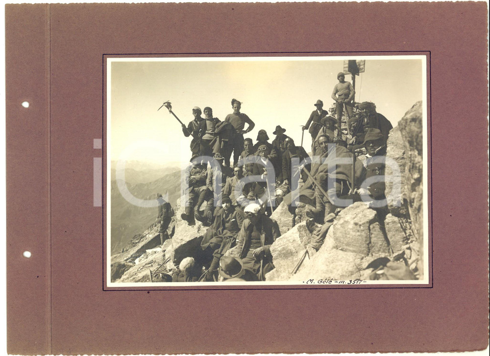 Fotografia d epoca originale 1922 VALLE D AOSTA MONT GELE  Gruppo di alpinisti in vetta Fotografia VINTAGE 1