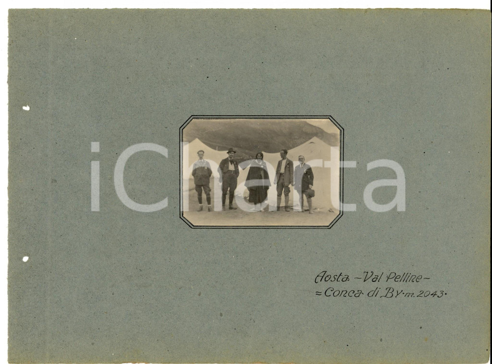 1922 VALLE D'AOSTA Ritratto di famiglia in campeggio *Foto VINTAGE 9x6 cm