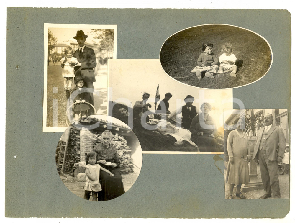 Fotografia d epoca originale 1922 TRENTINO Ritratti di famiglia con bambini Collage 5 foto VINTAGE 1