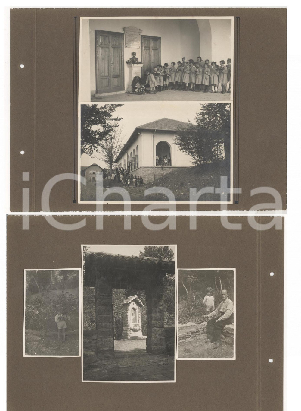 Fotografia d epoca originale 1922 VALGANNA Villaggio Alpino Touring  Bambini in colonia Collage 5 foto RARO 1