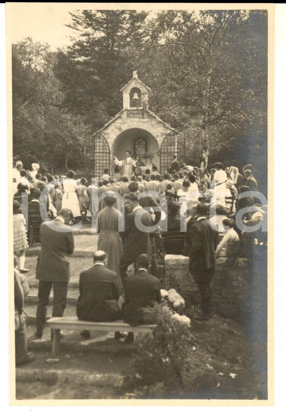 Fotografia d epoca originale 1922 VALGANNA Villaggio Alpino Touring  Messa all aperto  Foto 10x14 1