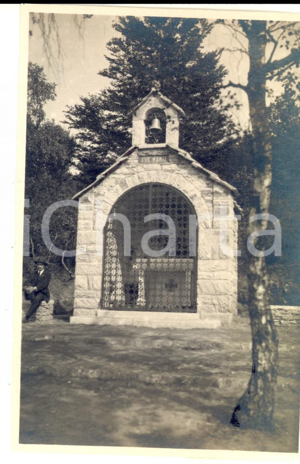 Fotografia d epoca originale 1922 VALGANNA Villaggio Alpino Touring  La cappella all aperto Foto 10x14 1