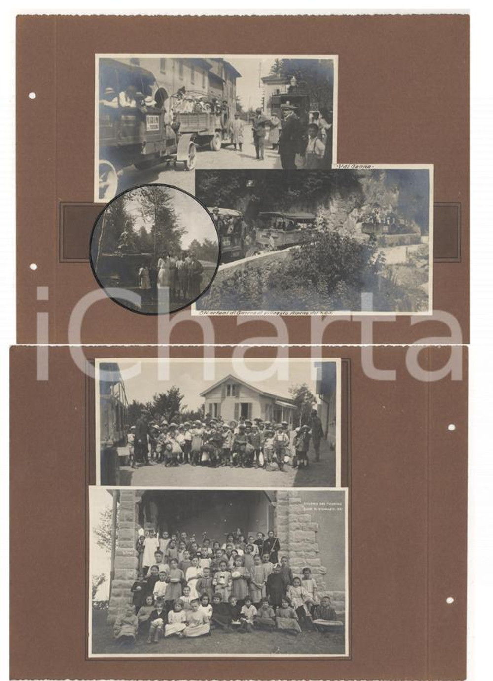 Fotografia d epoca originale 1921 VALGANNA Villaggio Alpino   Orfani di guerra in colonia Collage 5 foto 1