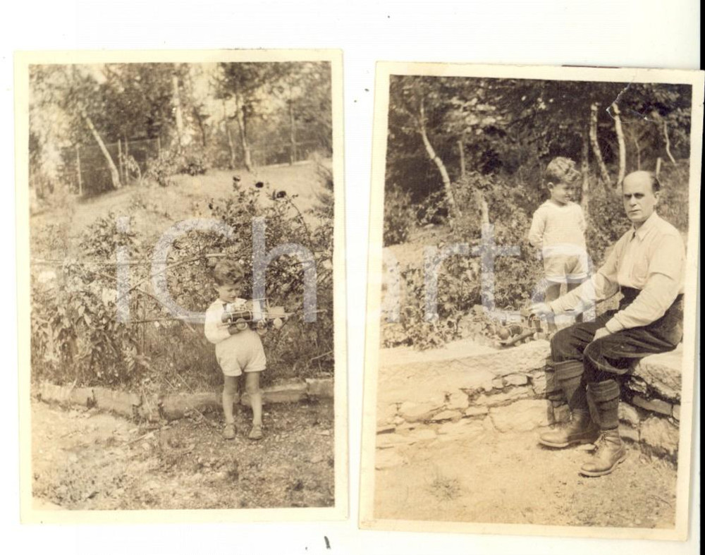 Fotografia d epoca originale 1926 VALGANNA Villaggio Alpino   Padre e figlio in gita Lotto 2 foto 6x9 cm 1