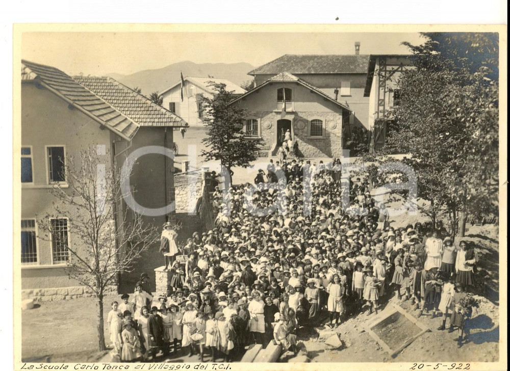 Fotografia d epoca originale 1922 VALGANNA Villaggio Alpino Touring  Scuola Carlo Tenca Foto 17x12 cm 1