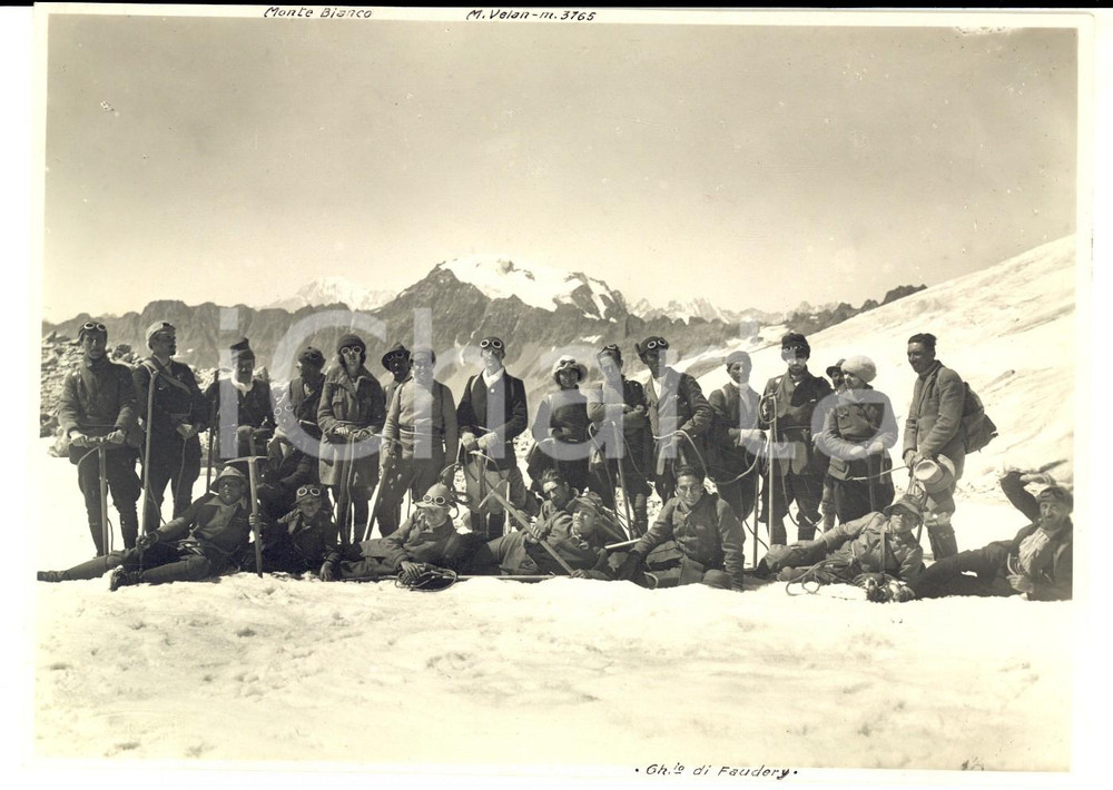 Fotografia d epoca originale 1923 VALLE D AOSTA Alpinisti al ghiacciaio di FAUDERY Foto VINTAGE 17x12 1