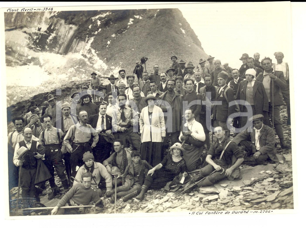 Fotografia d epoca originale 1922 VALLE D AOSTA Escursionisti al colle FENETRE DE DURAND Foto VINTAGE 17x12 1