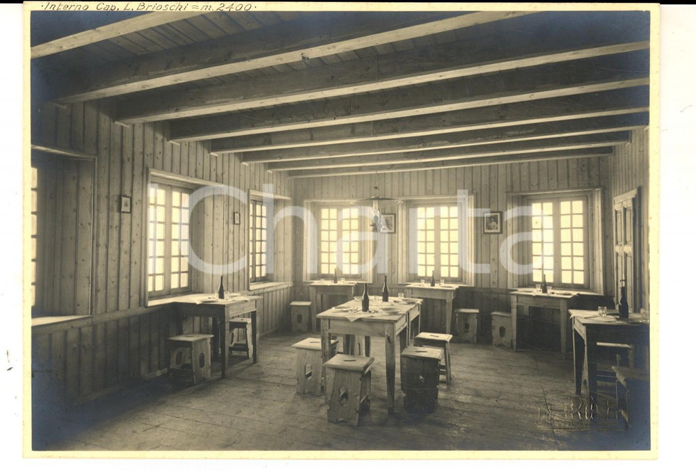 Fotografia d epoca originale 1925 GRIGNA SETTENTRIONALE Interno del Rifugio BRIOSCHI Foto VINTAGE 17x12 cm 1