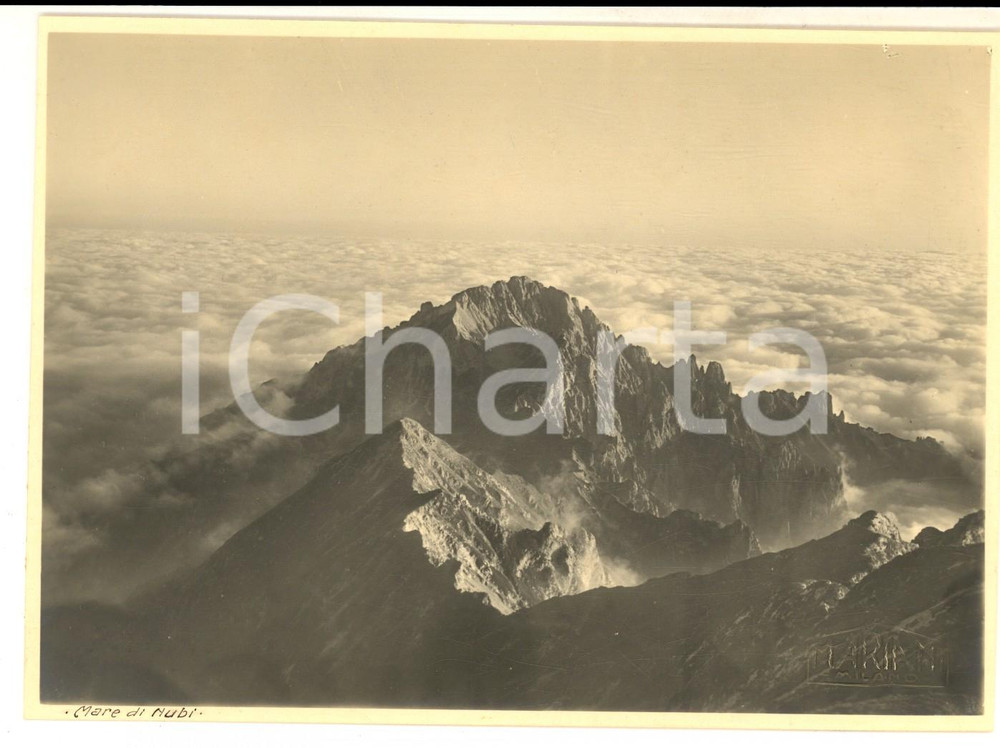 Fotografia d epoca originale 1925 GRUPPO DELLE GRIGNE Panorama tra le nubi Foto ARTISTICA 17x12 cm 1