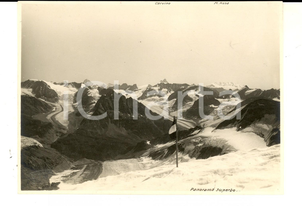 Fotografia d epoca originale 1922 VALLE D AOSTA Panorama con il CERVINO e il MONTE ROSA Foto ARTISTICA 17x12 1
