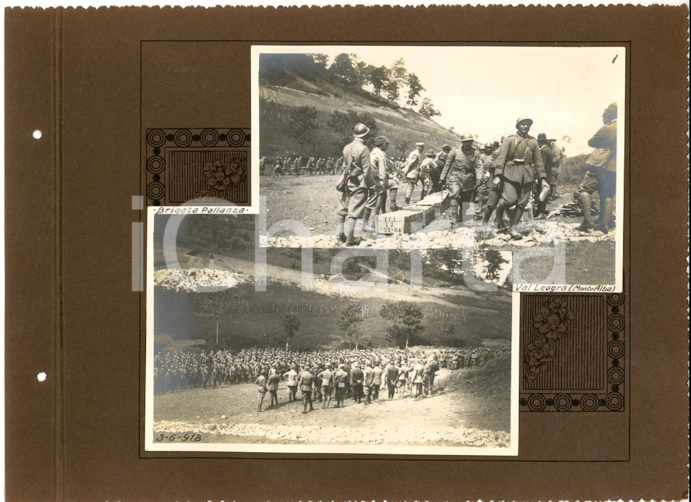 Fotografia d epoca originale 1918 WW1 MONTE ALBA / VAL LEOGRA Movimenti Brigata PALLANZA Collage 2 foto 1
