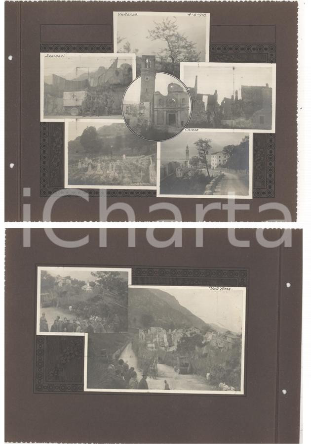 Fotografia d epoca originale 1918 WW1 VALLARSA / STAINERI I paesi distrutti dalla guerra Collage 8 foto RARO 1