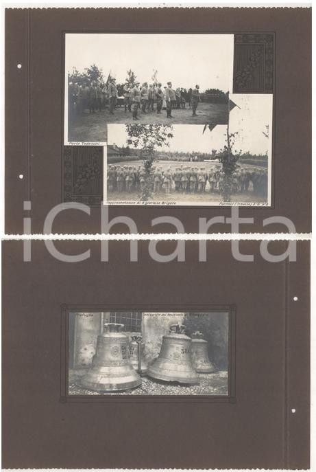 Fotografia d epoca originale 1918 WW1 FORNACI Cerimonia 4 brigate  VICENZA Campane profughe Collage foto 1