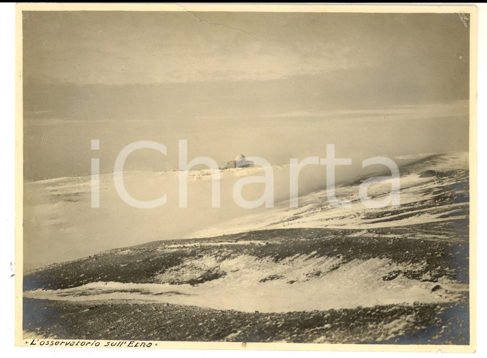Fotografia d epoca originale 1922 SICILIA Veduta dell Osservatorio sull Etna tra la neve Foto DANNEGGIATA 1