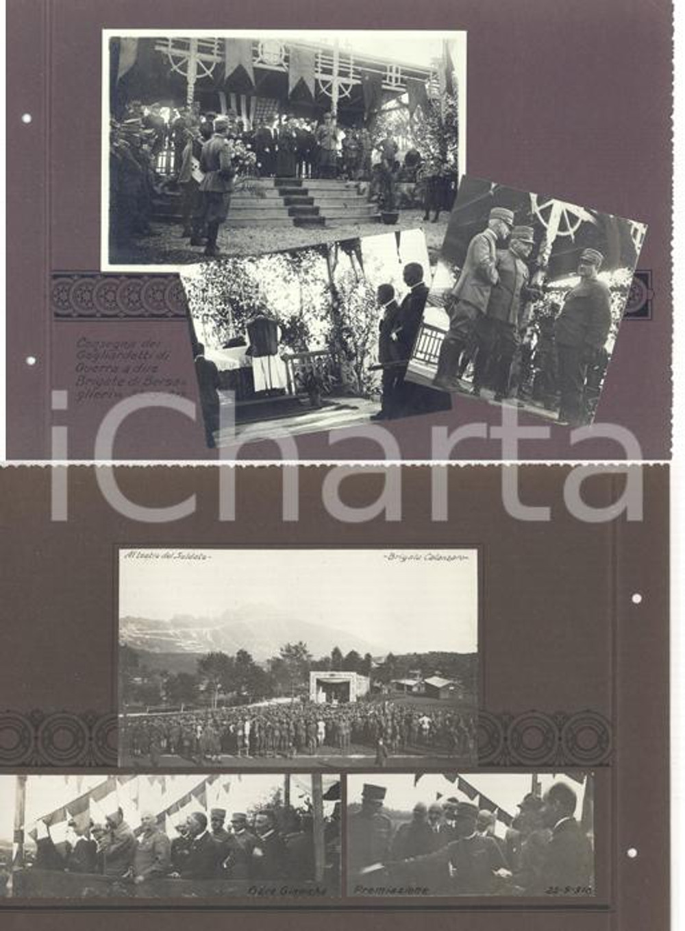 Fotografia d epoca originale 1918 WW1 BASSO PIAVE Consegna gagliardetti Brigata CATANZARO BERSAGLIERI Foto 1