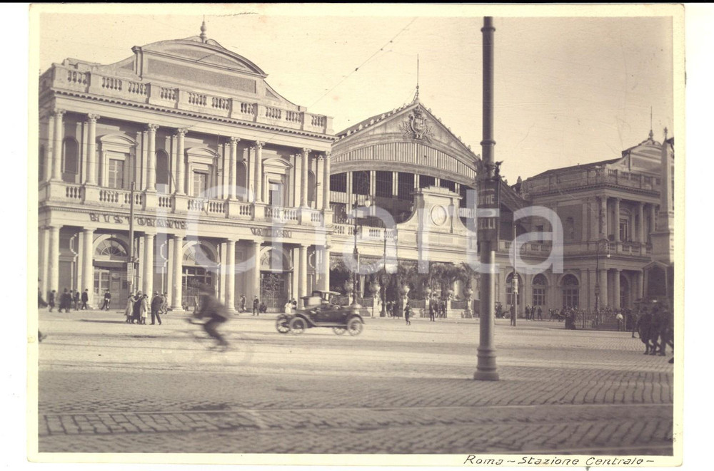 Fotografia d epoca originale 1922 ROMA Veduta della Stazione Centrale Foto VINTAGE ANIMATA auto 17x12 cm 1