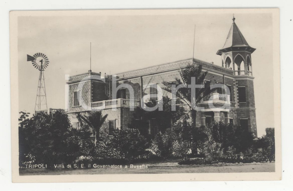 1920 ca TRIPOLI Veduta villa del Governatore a BUSETTA *Cartolina postale FP NV