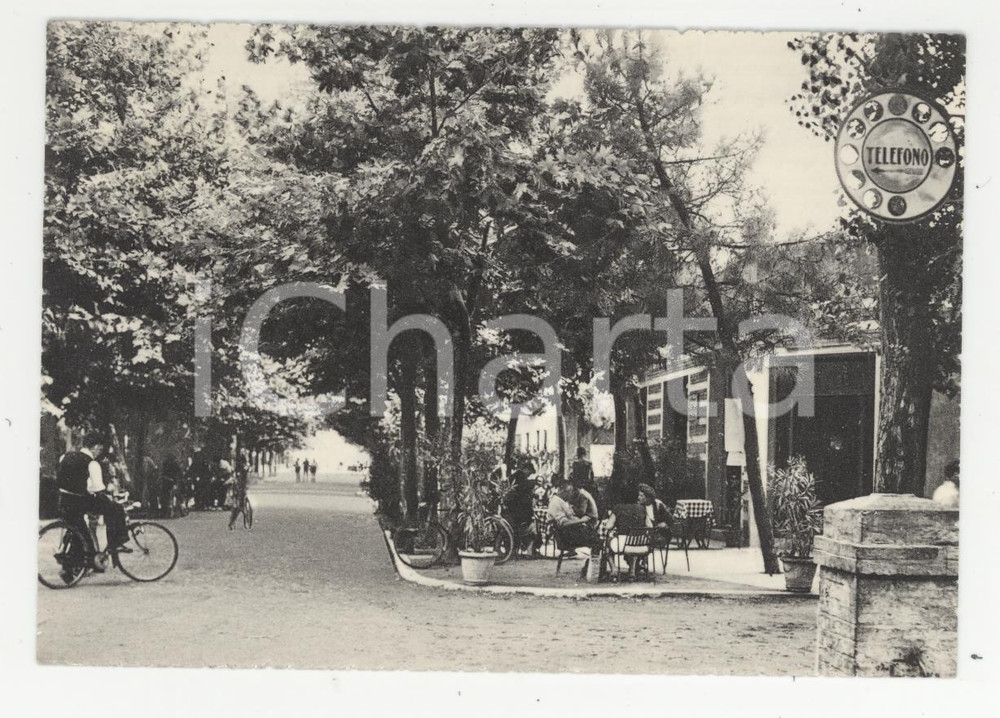 Cartolina originale da collezione 1952 IGEA MARINA Veduta con Bar Stazione e viale Quinto Ennio Cartolina ANIMATA 1