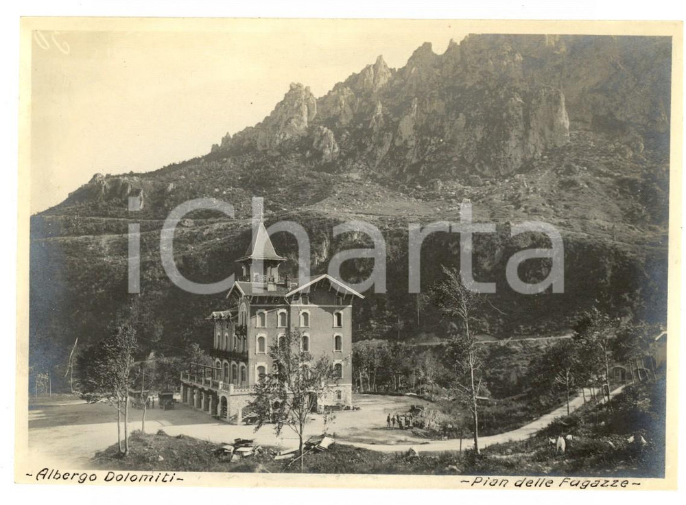 Fotografia d epoca originale 1920 PIAN DELLE FUGAZZE Veduta con l Albergo DOLOMITI  Foto VINTAGE 14x10 cm 1