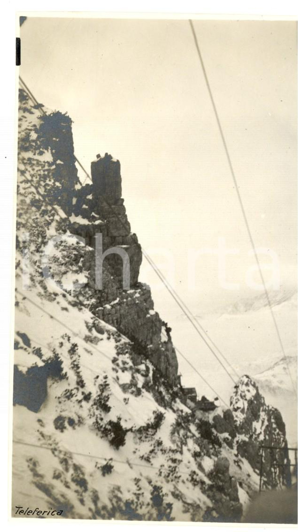 Fotografia d epoca originale 1917 WW1 MONTE PASUBIO Veduta della teleferica Fotografia 8x14 cm 1