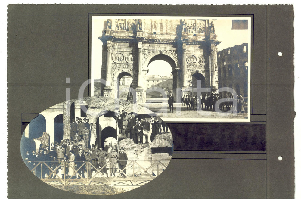 Fotografia d epoca originale 1921 ROMA Turisti in visita all Arco di Costantino Collage 2 foto VINTAGE 1