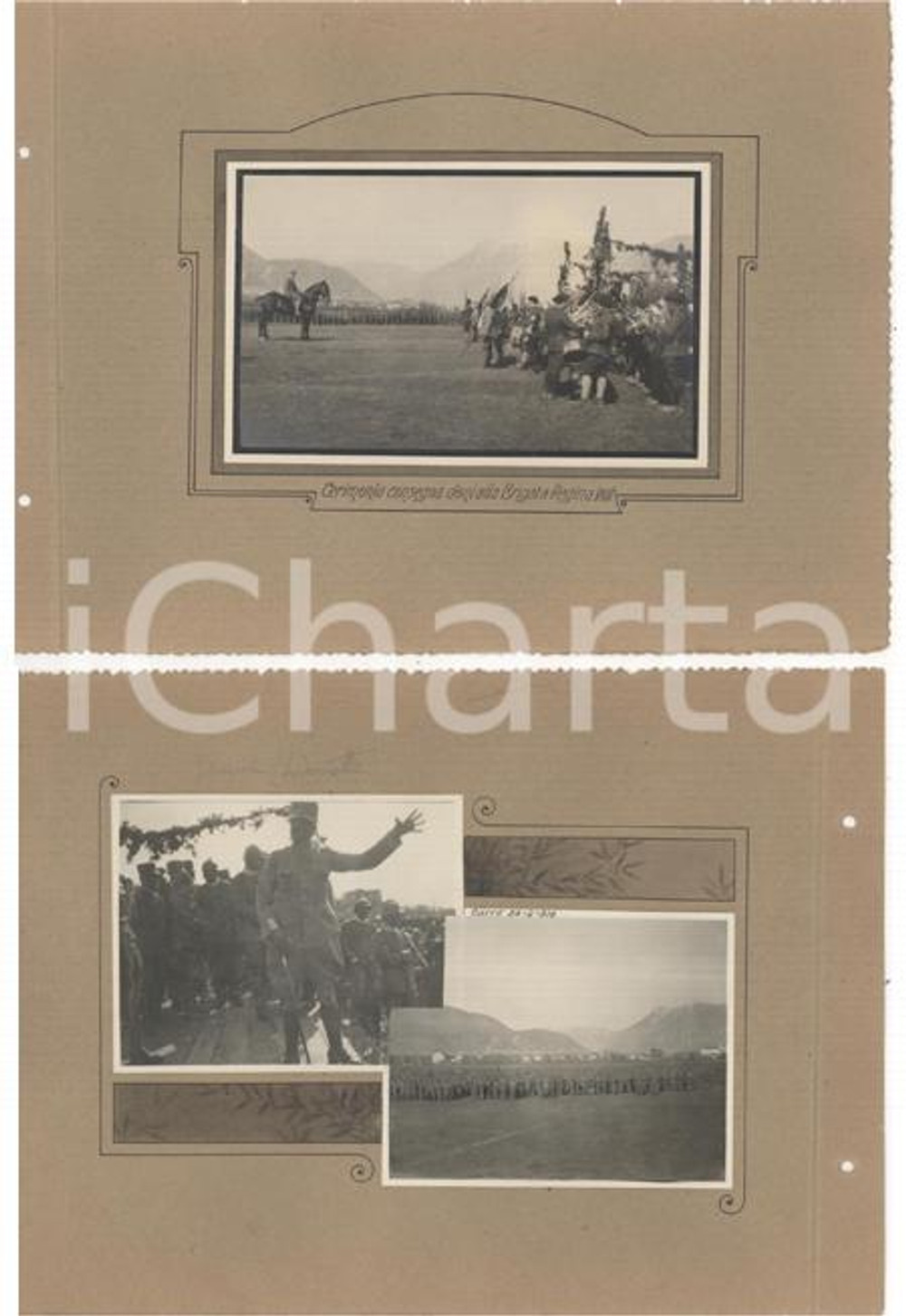 Fotografia d epoca originale 1918 WW1 CARRE  Consegna doni BRIGATA REGINA  Gen. CHIONETTI Collage 3 foto 1
