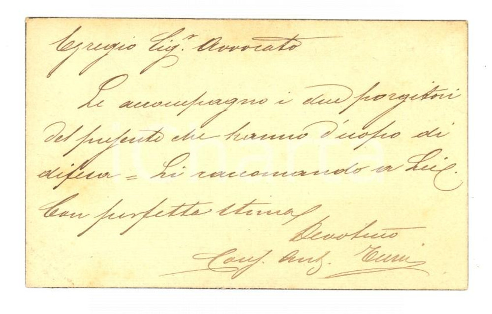 Oggetto da collezione cartaceo 1890 ca CAMPOSAMPIERO Consalvo Antonio TURRI segretario municipale Biglietto 1
