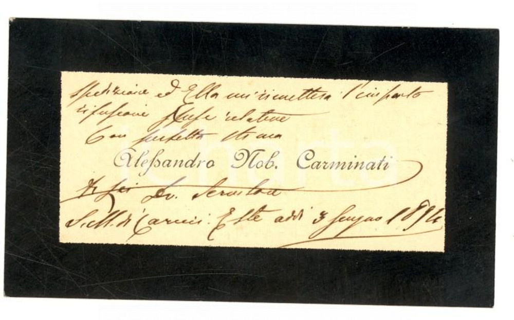Oggetto da collezione cartaceo 1894 ESTE Nobile Alessandro CARMINATI  Biglietto da visita autografo 1