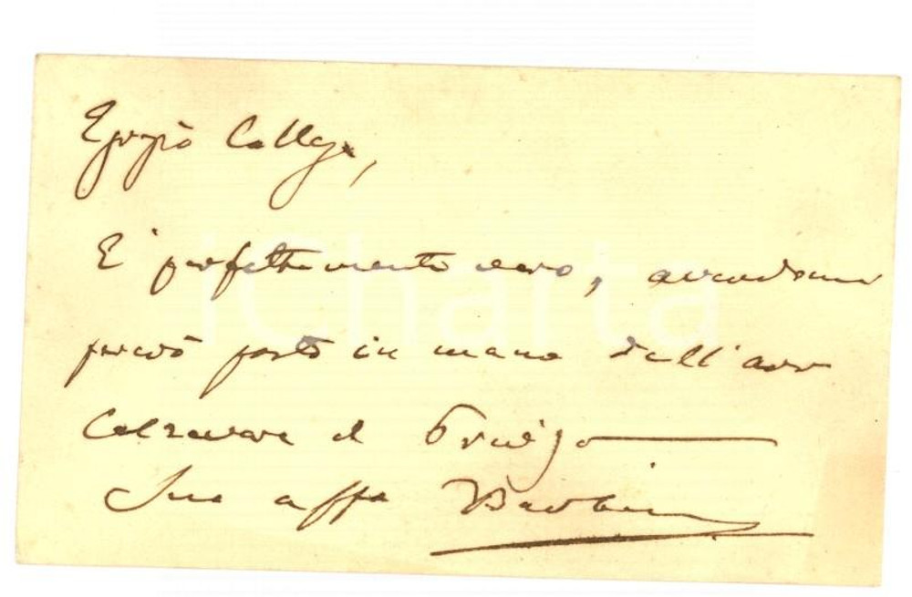1900 ca PADOVA Avv. Ermolao BARBARO - Biglietto da visita autografo