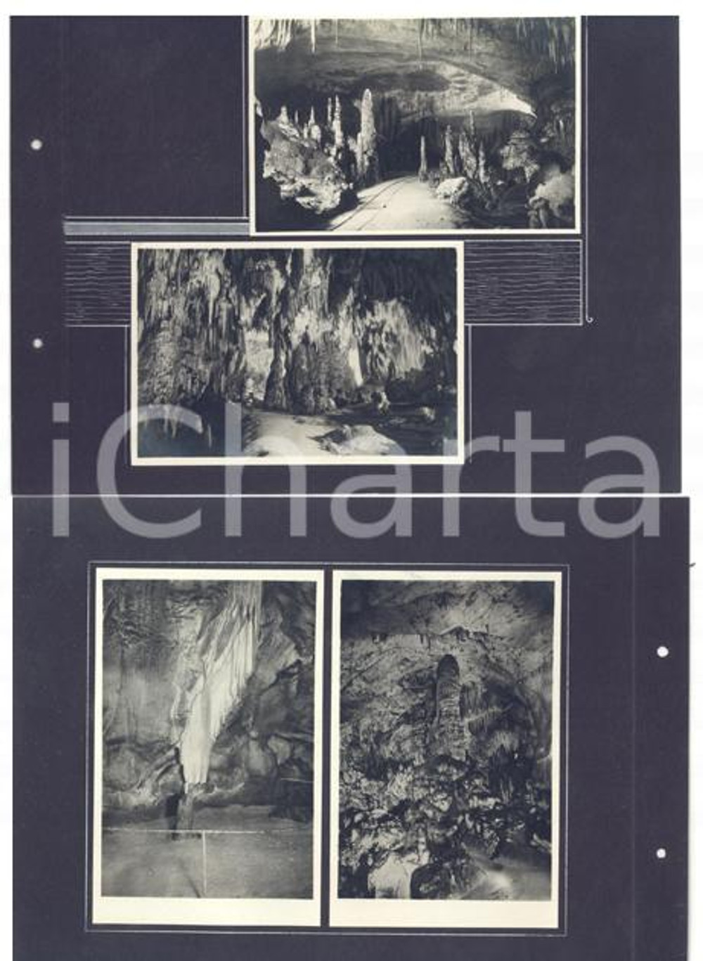 Fotografia d epoca originale 1923 GROTTE DI POSTUMIA SLOVENIA Vedute dell interno Collage 4 foto 1
