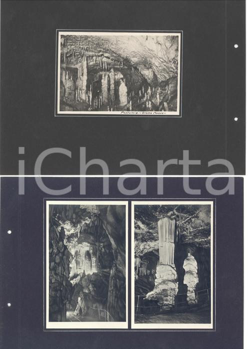 Fotografia d epoca originale 1923 GROTTE DI POSTUMIA SLOVENIA Vedute dell interno Collage 3 foto VINTAGE 1
