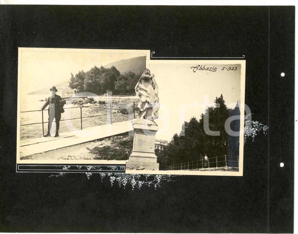 Fotografia d epoca originale 1923 ABBAZIA / OPATIJA ISTRIA Arch. Carlo MORANI in visita Collage 2 foto 1