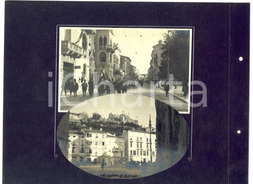 Fotografia d epoca originale 1923 GORIZIA Delegazione C.A.I. Lombardia in visita  Castello Collage 2 foto 1