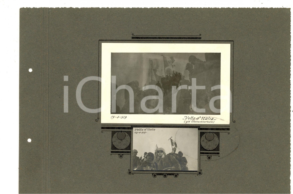 Fotografia d epoca originale 1919 ITALIA REDENTA PREDOI Alpinisti verso il rifugio VETTA D ITALIA  2 foto 1