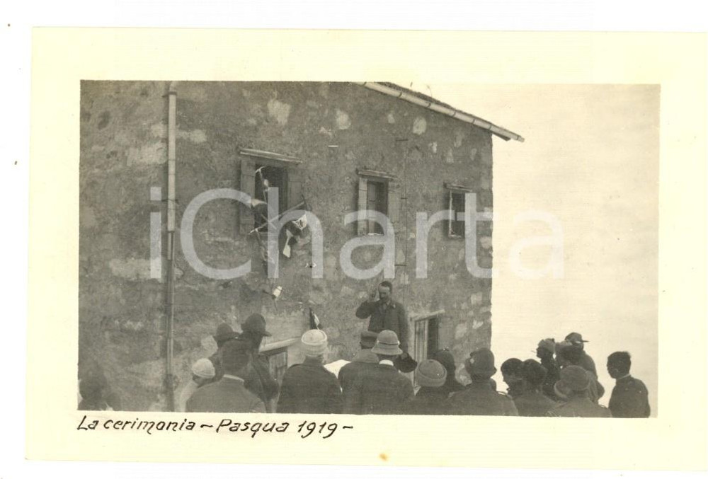 Fotografia d epoca originale Pasqua 1919 ITALIA REDENTA PREDOI Alpinisti al rifugio VETTA D ITALIA Foto 12x8 1
