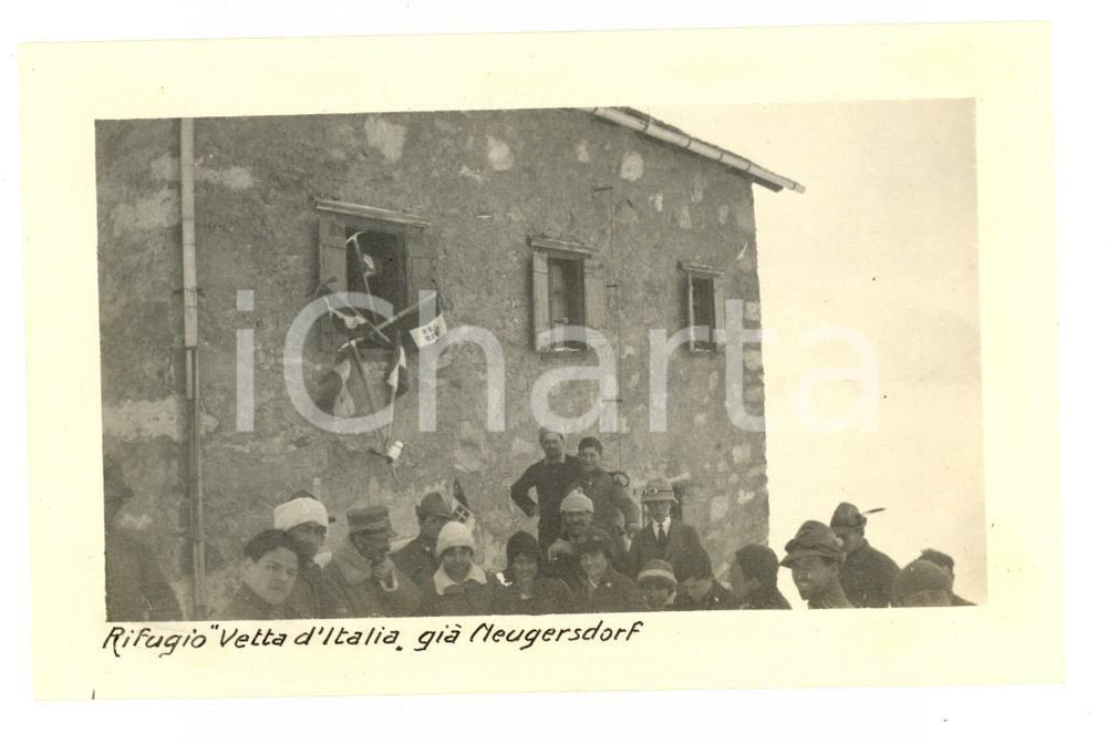 Fotografia d epoca originale 1919 ITALIA REDENTA PREDOI Alpinisti al rifugio VETTA D ITALIA Foto 12x8 1