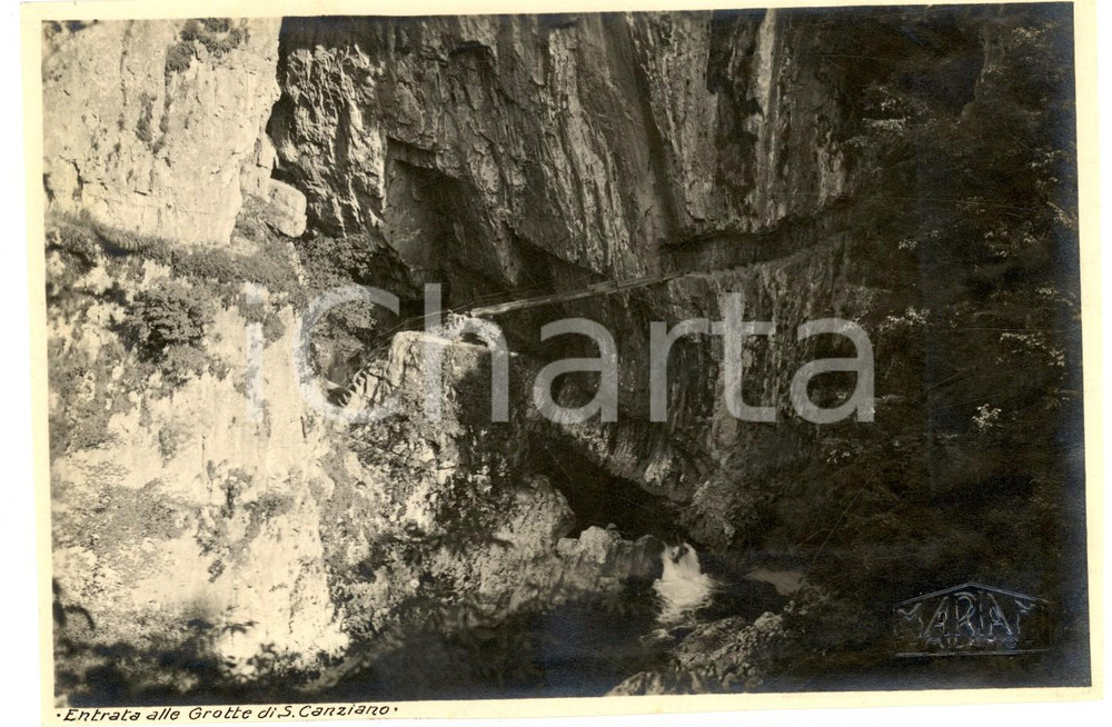 Fotografia d epoca originale 1923 GROTTE DI SAN CANZIANO CARSO Veduta dell entrata Foto 17x12 cm 1
