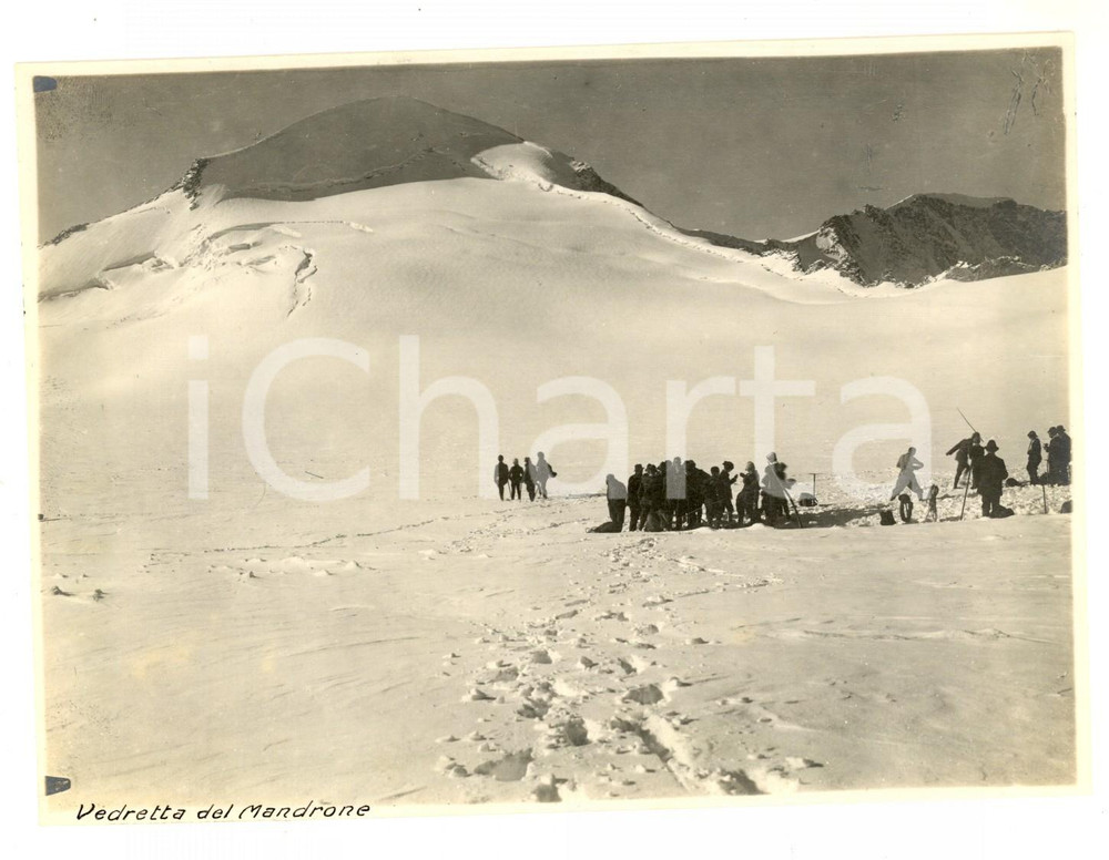 Fotografia d epoca originale 1919 ADAMELLO Alpinisti alla vedretta del MANDRONE Fotografia 17x12 cm 1