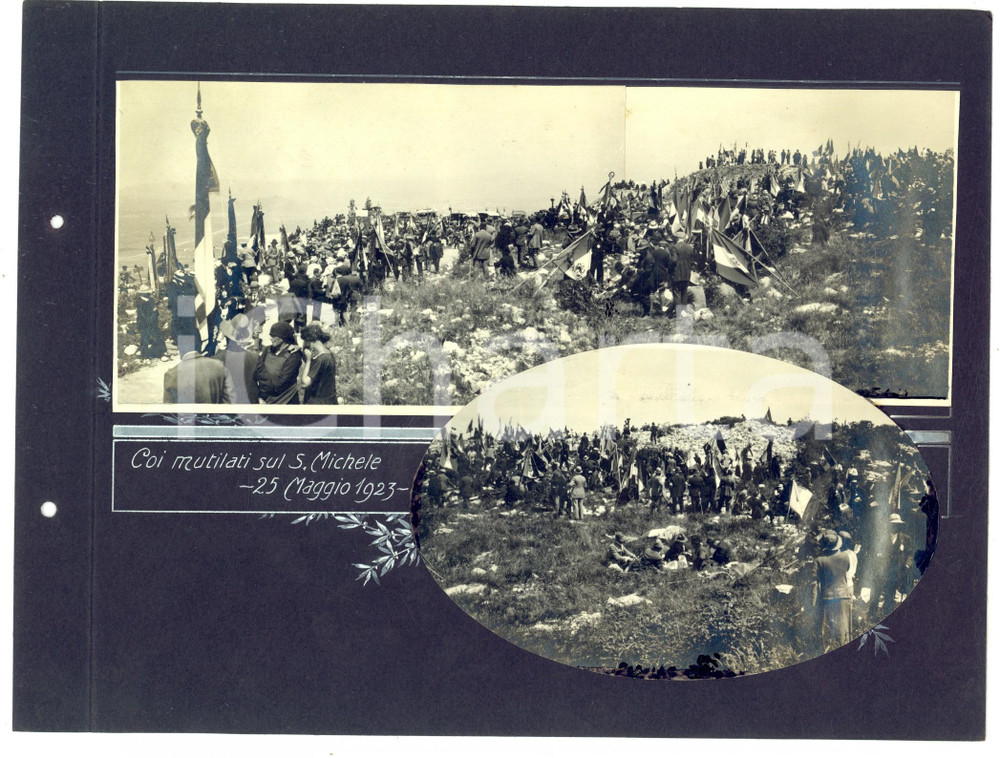 1923 MONTE SAN MICHELE Visita C.A.I. Lombardia con i mutilati *Collage 2 foto